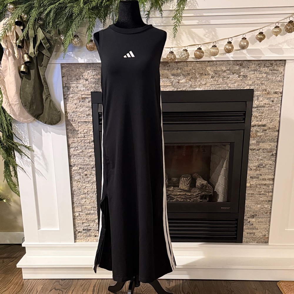 Adidas Black Maxi Dress with White Accents